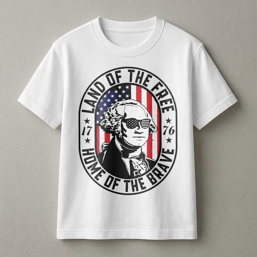 George Washington T-Shirt | Patriotic American Flag Sunglasses Design | 100% Cotton Premium Tee | USA 1776 Independence Day Gift For Men & Women
