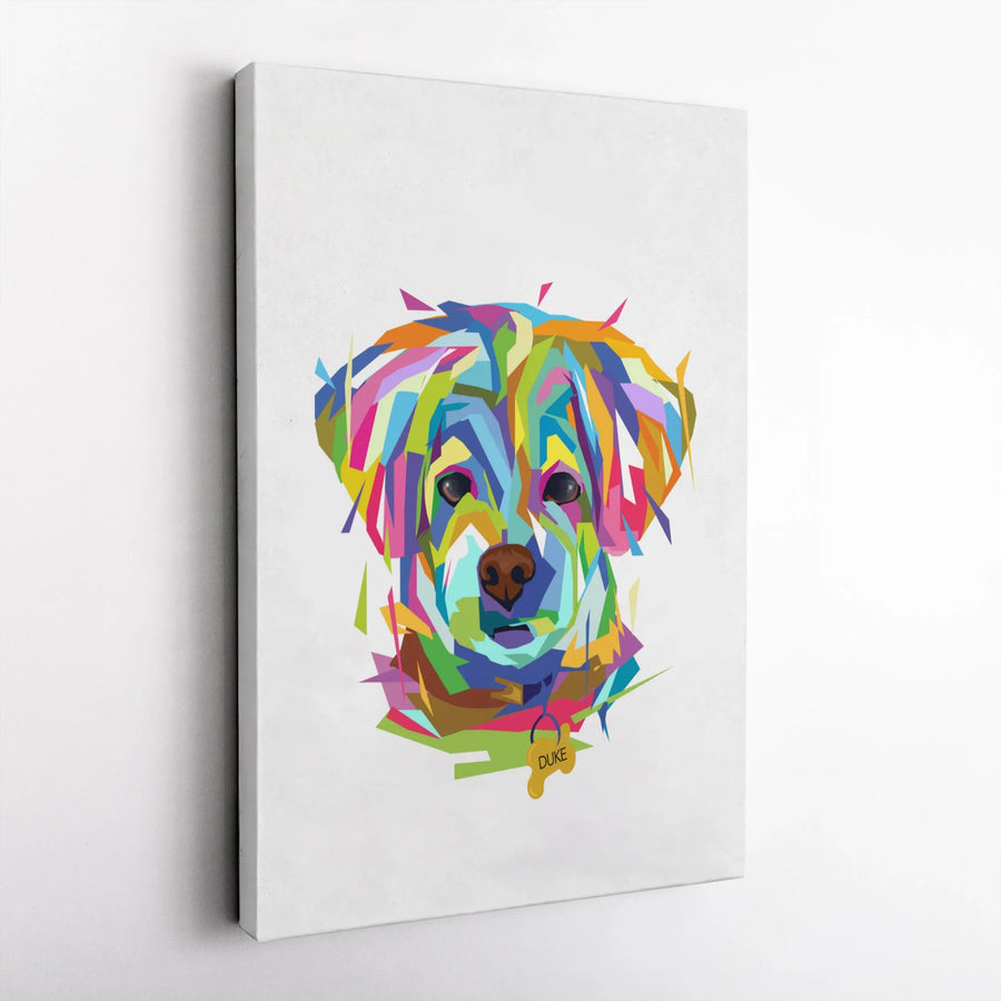 Dog Wall Art Canvas | Colorful Geometric Pop Art Portrait | Premium Gallery Wrap 1.25" Frame | Modern Home Decor Gift for Dog Lovers
