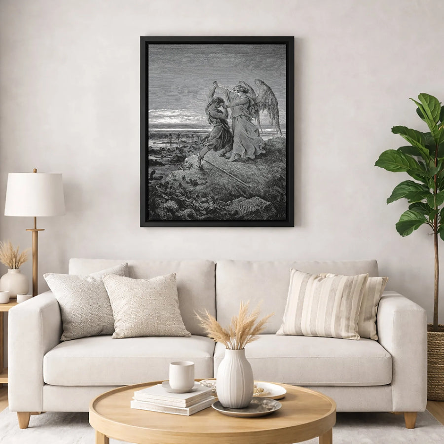 Gustave Dore The Angel and Balaam Canvas Print | Classic Biblical Engraving Wall Art | Premium Gallery-Wrapped 1.25" Profile | Religious Home Decor Gift