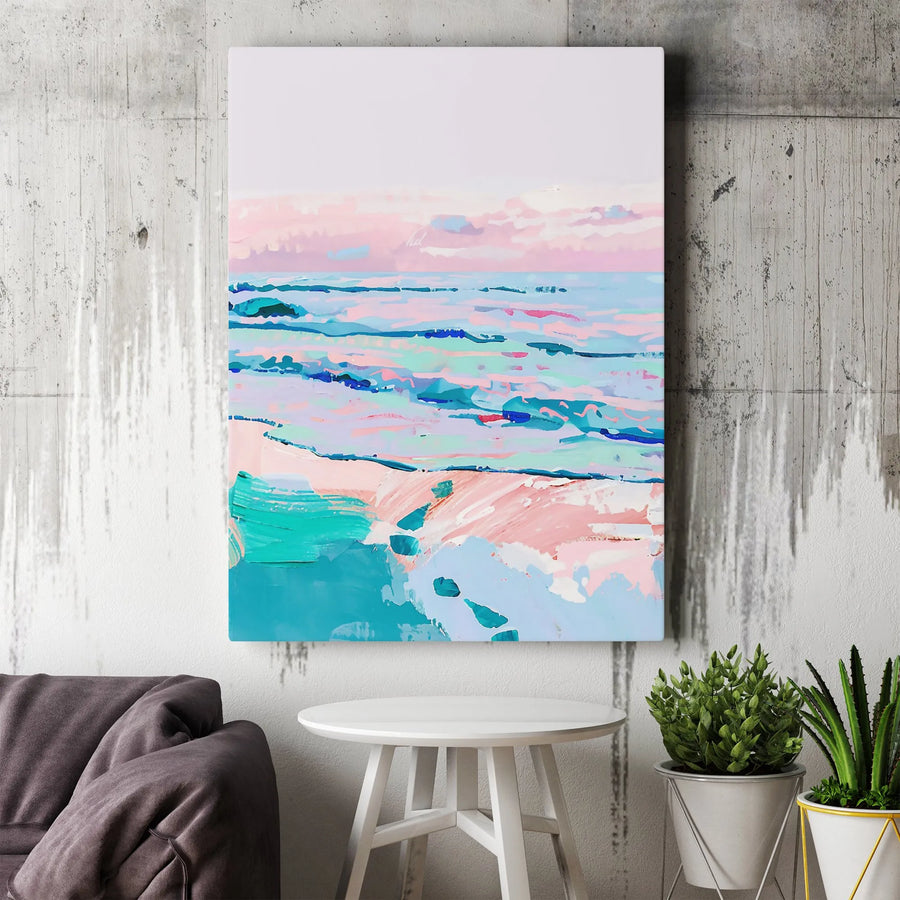Abstract Beach Canvas Wall Art | Impressionist Ocean Painting Print | Premium Frameless Gallery Wrap | Modern Home Decor Gift