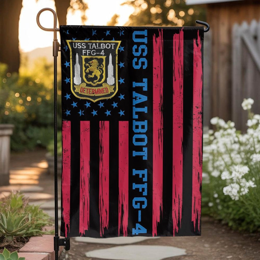 USS Talbot FFG-4 Garden Flag | Navy Ship Military Commemorative Decor | Durable Weather-Resistant Polyester | Veteran Gift & Memorial Display