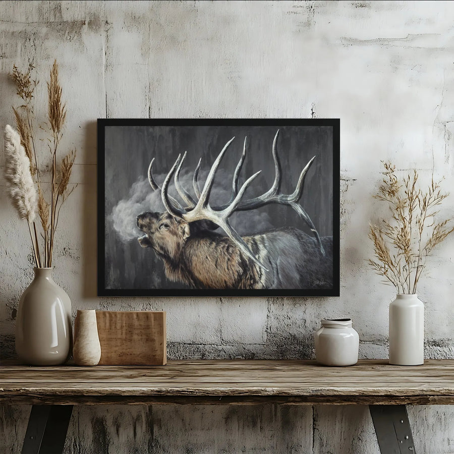 Bugling Bull Elk Canvas Art | Rustic Wildlife Wall Decor | Premium Fade-Resistant Print | Gift for Hunter or Cabin Decor