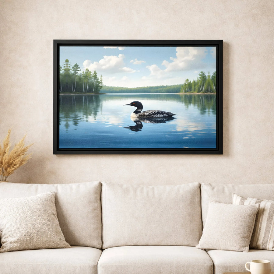 Common Loon Canvas Art | Serene Lake Landscape Wall Decor | Premium 1.25-Inch Gallery Wrap | Nature Lover Gift & Wildlife Wall Art