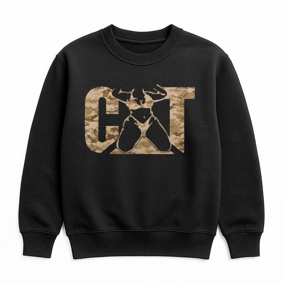 Cat Camo Graphic Sweatshirt | Military Style Text Logo | Premium Cotton Blend | Gift for Cat Lovers and Fitness Enthusiasts