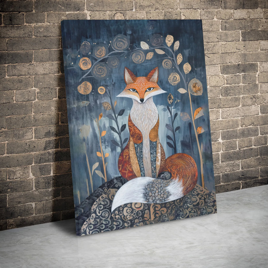 Fox Canvas Wall Art | Whimsical Forest Woodland Animal Print | Premium Gallery Wrap Decor | Nature Inspired Home Office Wall Decor