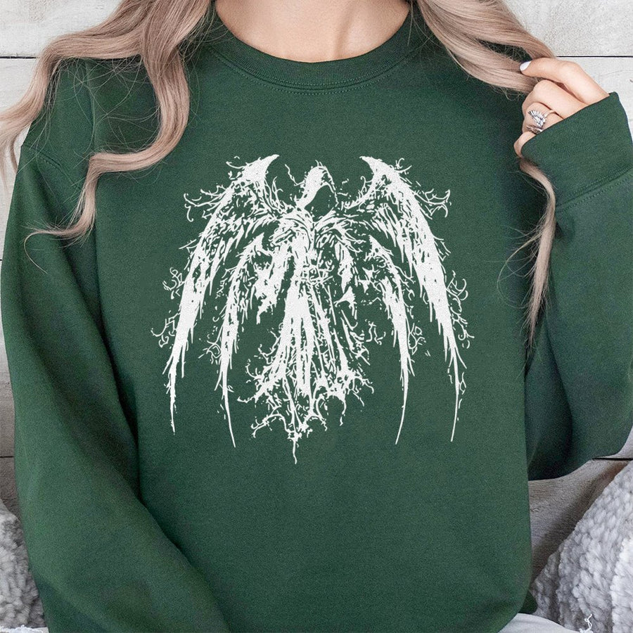 Fallen Angel Sweatshirt | Gothic Streetwear Graphic Print | Premium Cotton Blend | Oversized Aesthetic Unisex Gift for Him and Her
