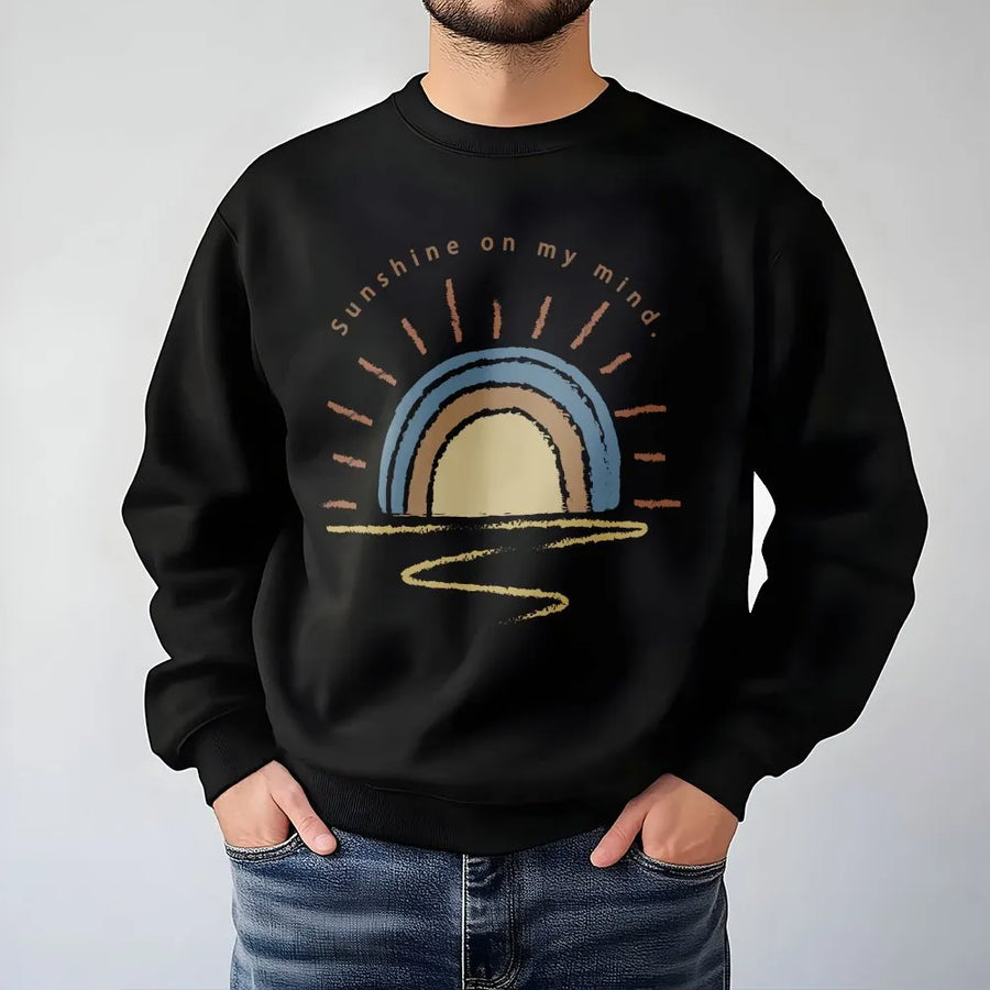 Sunshine On My Mind Sweatshirt | Retro Boho Sun Graphic | Premium Comfort Colors Tee | Summer Vacation Gift for Women