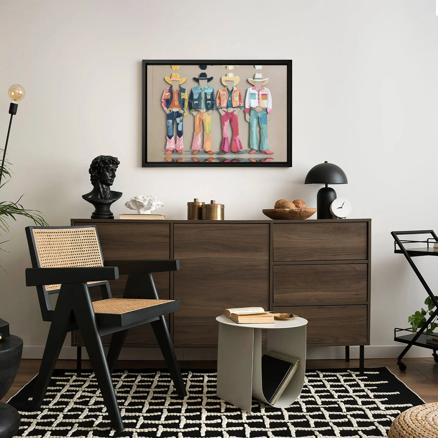 Colorful Western Cowboy Wall Art | Modern Southwestern Painting Print | 1.25 Inch Gallery Canvas | Unique Rodeo Decor Gift for Home