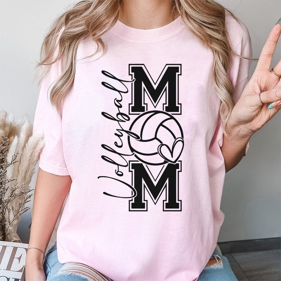 Volleyball Mom T-Shirt | Heart Volleyball Graphic Design | 100% Soft Cotton Premium Tee | Gift for Volleyball Player Mom Game Day Apparel