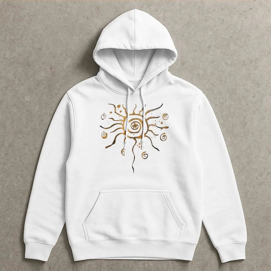 Celestial Sun Hoodie | Boho Golden Sun Graphic Print | Premium Soft Cotton Blend | Spiritual Gift for Women and Men