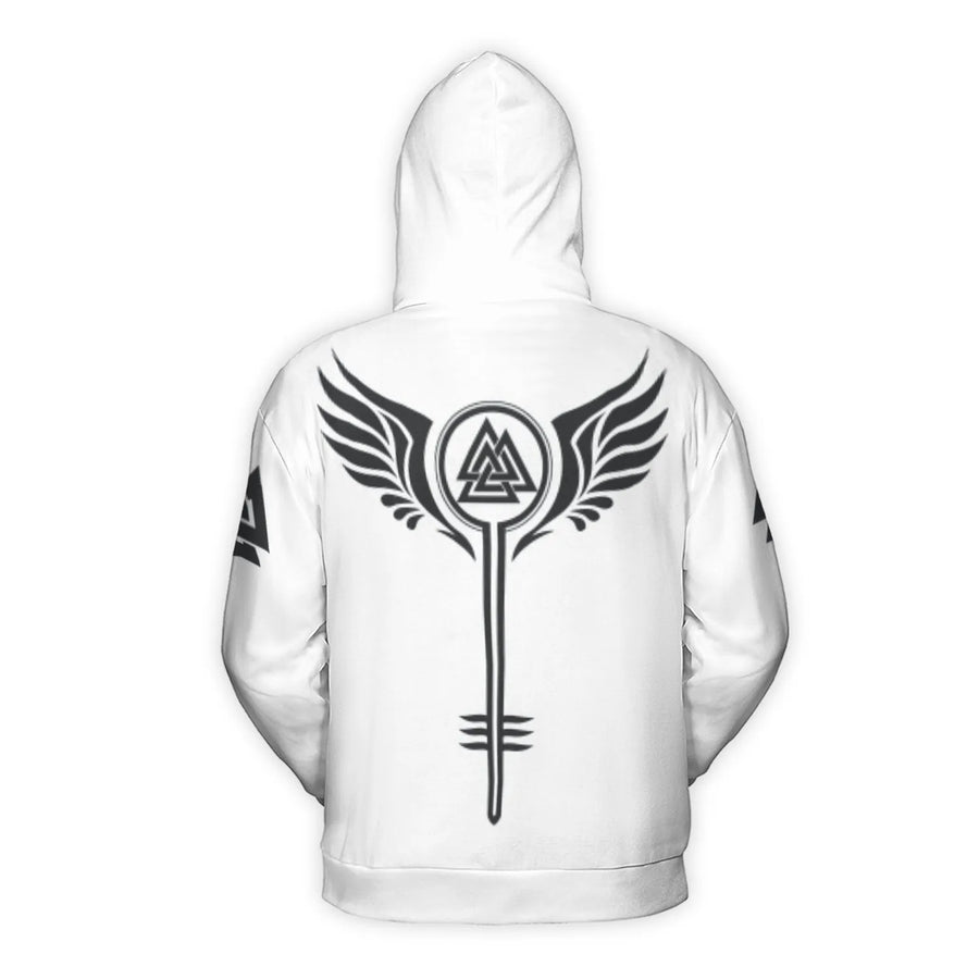 Viking Valhalla Skull Hoodie | Norse Valknut Winged Graphic | Premium Brushed Fleece Pullover | Unisex Gift for Mythology Enthusiasts