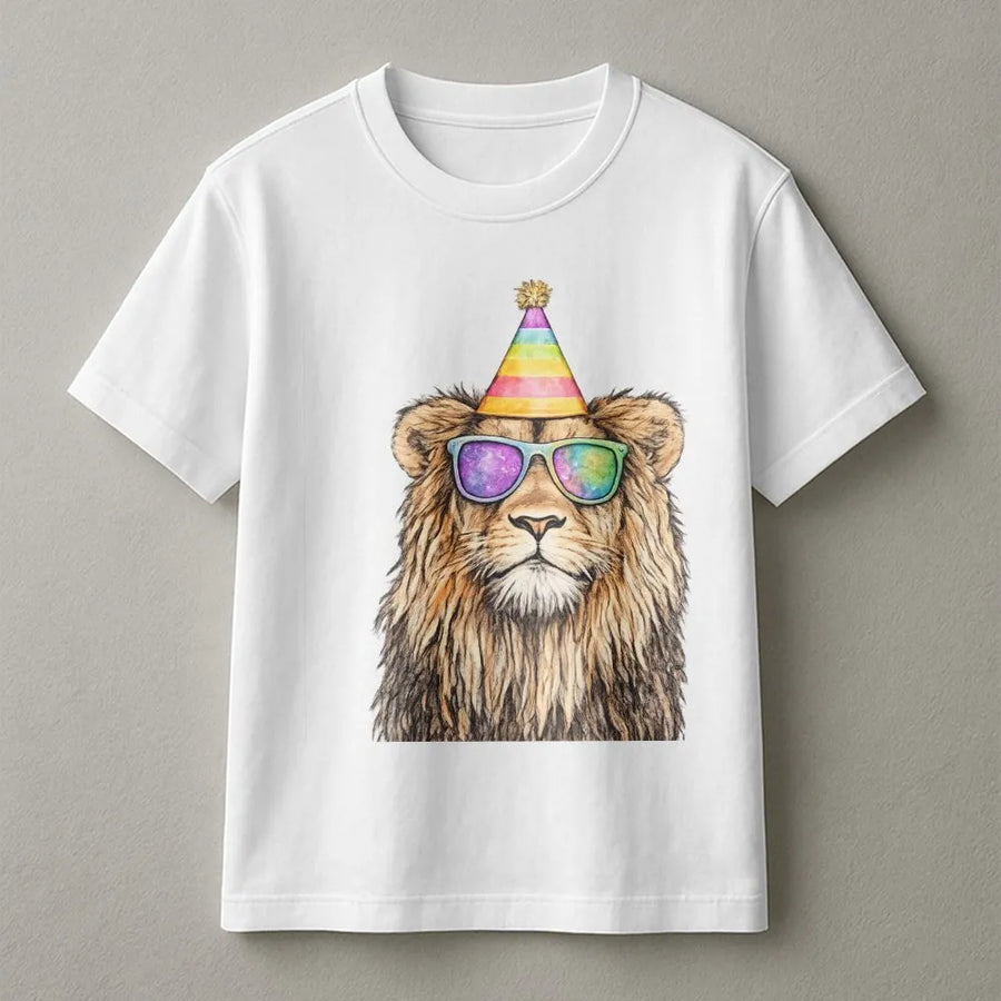 Lion Birthday T-Shirt | Funny Party Animal Design | 100% Cotton Premium Tee | Unique Graphic Gift for Men Women Kids