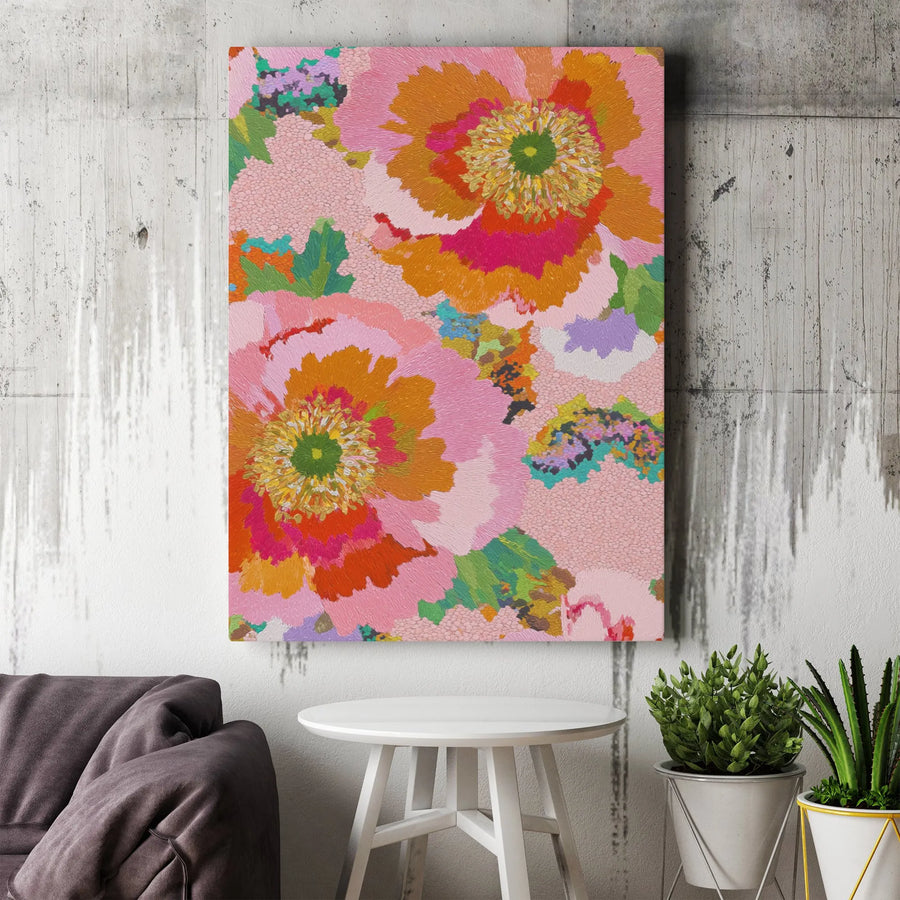 Vibrant Abstract Floral Canvas Wall Art | Large Poppy Garden Print | Gallery-Quality Framed Decor | Colorful Botanical Gift for Modern Home