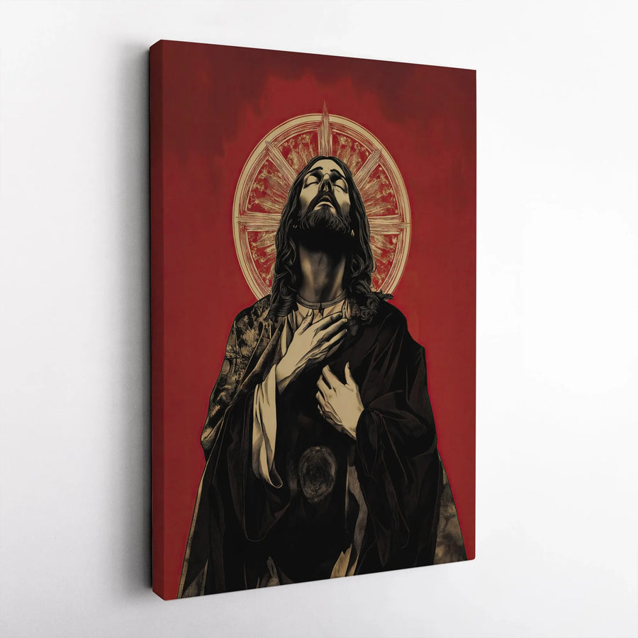 Jesus Christ Portrait Canvas | Religious Wall Art with Gold Halo | Premium Gallery Quality Print | Inspirational Home Decor Gift