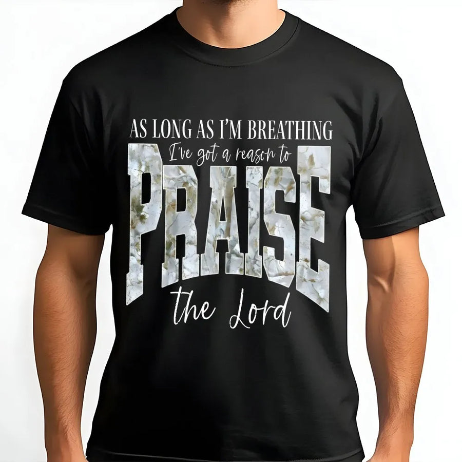 Praise The Lord Christian T-Shirt | Marble Texture Faith Graphic Sweatshirt | Soft Cotton Blend | Religious Worship Gift for Women Men