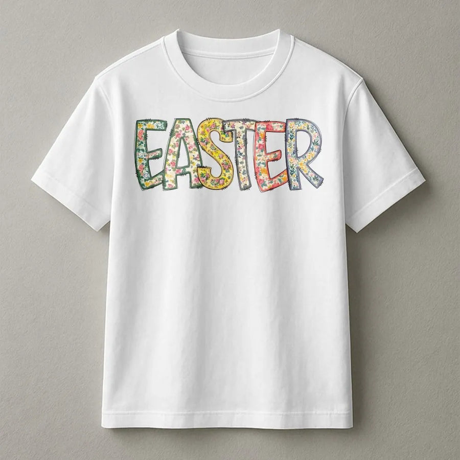 Floral Easter T-Shirt | Boho Spring Flower Graphic Tee | Soft Cotton Premium Apparel | Cute Holiday Gift For Women And Families