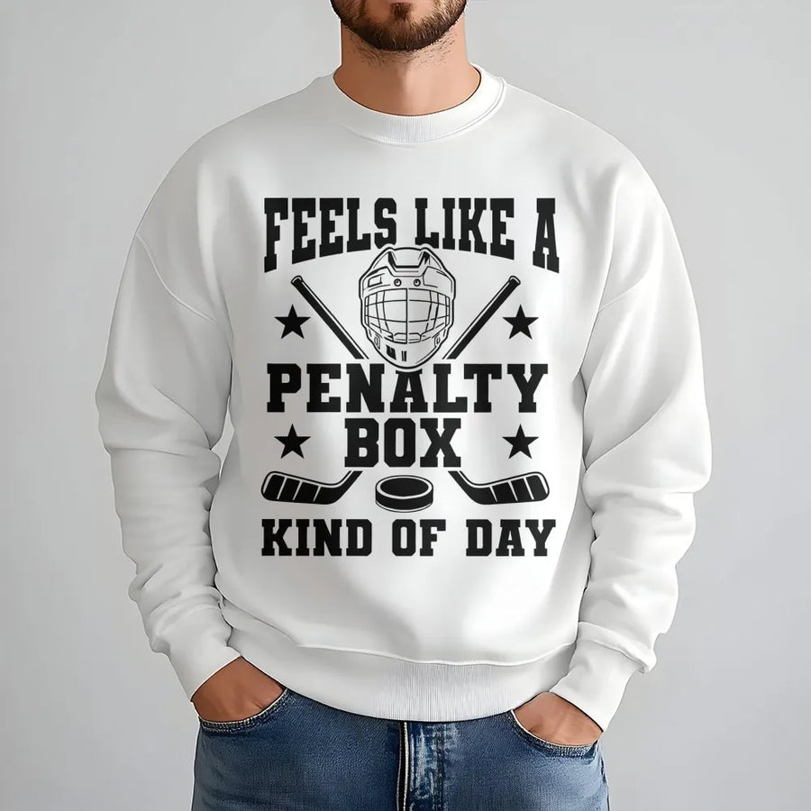 Feels Like A Penalty Box Kind Of Day Sweatshirt | Funny Hockey Graphic Hoodie | Premium Cotton Blend | Gift For Hockey Player And Sports Fan