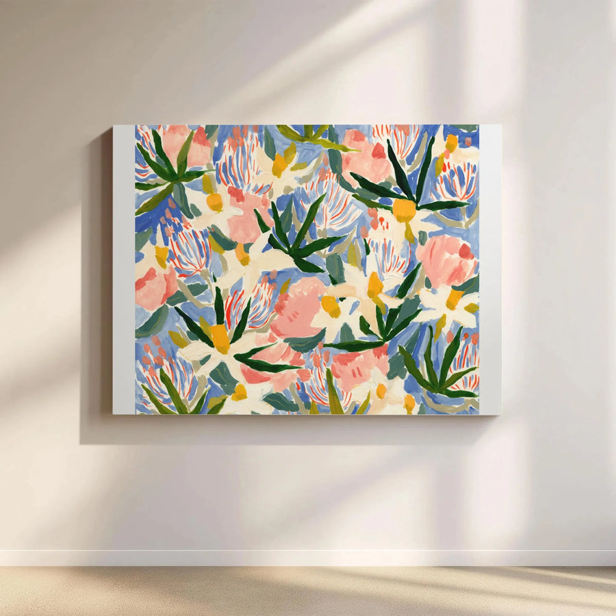 Abstract Floral Canvas Wall Art | Colorful Painterly Garden Print | Premium Gallery Wrapped Canvas | Modern Home Decor Gift for Living Room