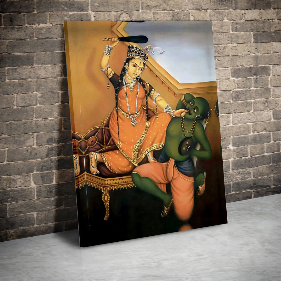 Hindu Goddess Canvas Wall Art | Traditional Indian Painting Print | Thick Gallery Wrapped Canvas | Spiritual Home Decor Gift