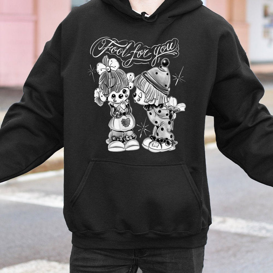 Fool For You Hoodie | Chicano Lowrider Tattoo Graphic | Premium Cotton Blend | Unisex Streetwear Gift for Couples