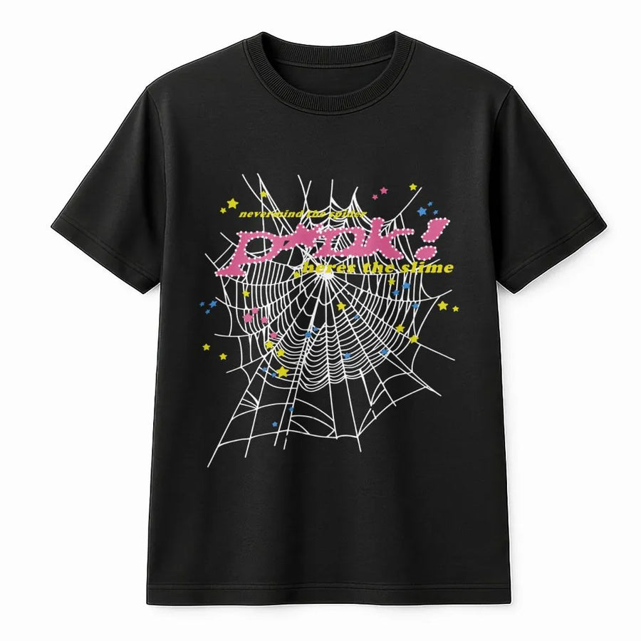 Y2K Spider Web T-Shirt | Pink Graphic Grunge Aesthetic Print | Premium 100% Cotton Tee | Trendy Retro Streetwear Gift for Women & Men
