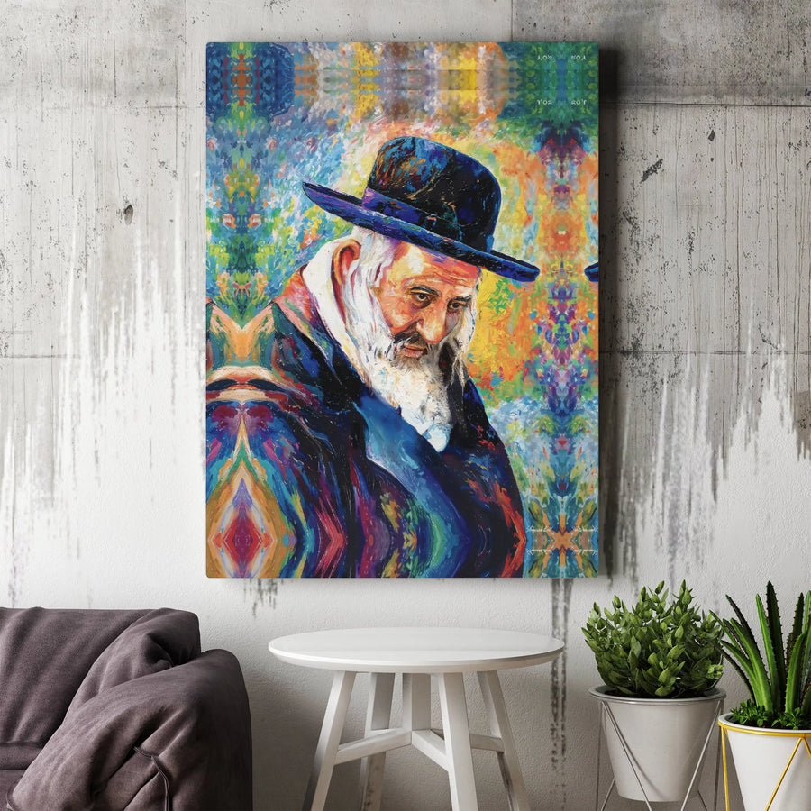 Orthodox Jewish Rabbi Canvas Wall Art | Colorful Abstract Portrait | Premium Gallery Wrap Print | Judaica Home Decor Gift
