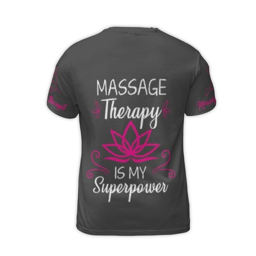 Massage Therapist T-Shirt | Massage Therapy Is My Superpower Lotus Design | Premium Polyester Spandex | Gift for Massage Professionals