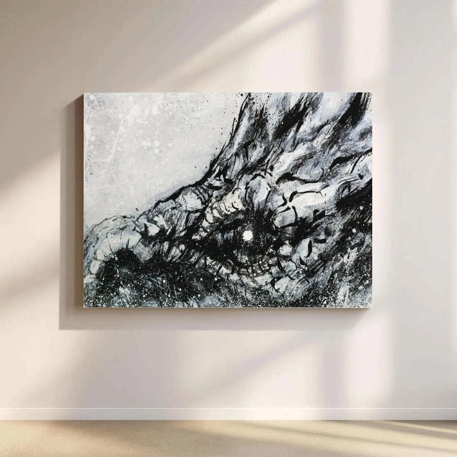 Abstract Canvas Wall Art | Monochrome Gestural Brushstrokes | 1.25 Inch Premium Gallery Wrap | Modern Home Office Decor Gift