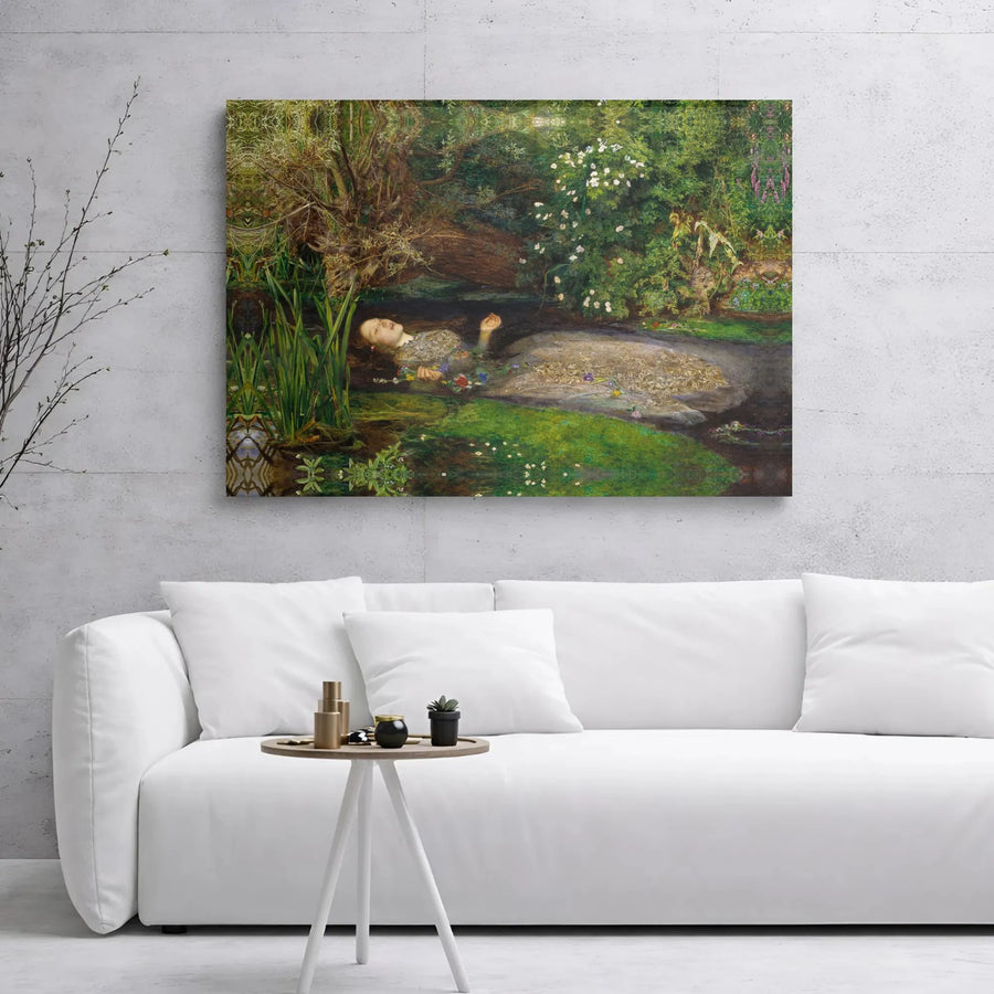 Ophelia by John Everett Millais Canvas Art | Pre-Raphaelite Painting Print | Premium Gallery Wrapped Canvas | Classical Romantic Wall Decor for Home