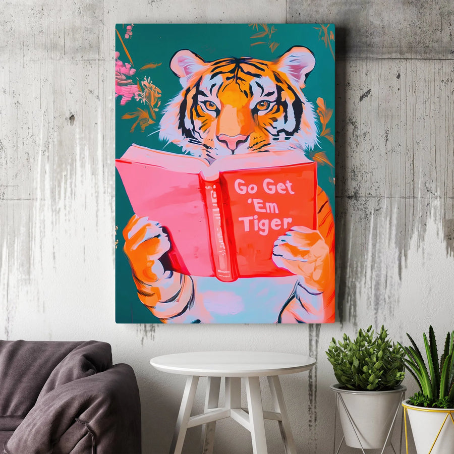 Motivational Tiger Canvas Print | Go Get 'Em Tiger Pop Art Quote | Premium Thick Gallery Canvas | Inspirational Office & Home Decor Gift