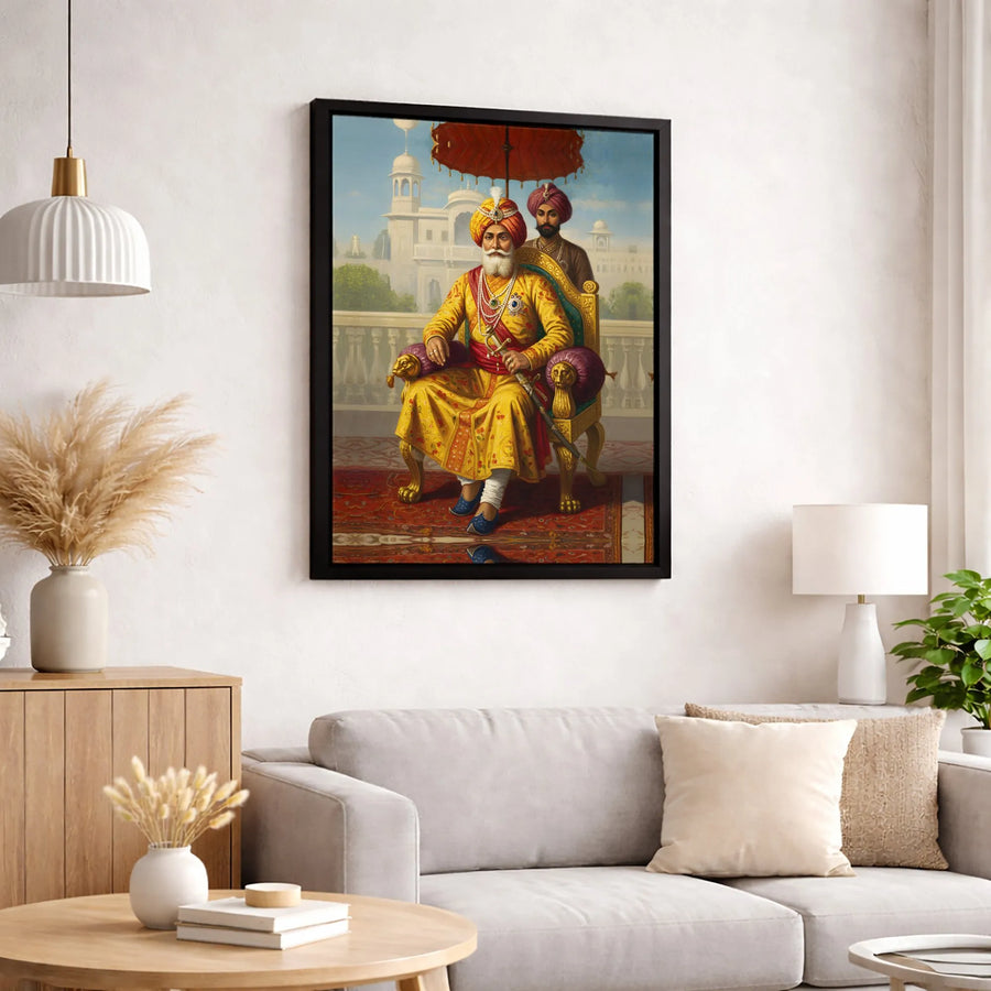 Maharaja Ranjit Singh Canvas Print | Sikh Empire Historical Portrait Art | Premium 1.25-inch Gallery Wrapped Wall Decor | Gift for History Lovers