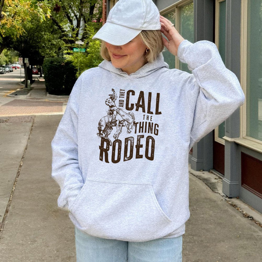 And They Call The Thing Rodeo Hoodie | Western Bull Rider Graphic | Premium Cotton Blend | Country Style Gift for Cowboy Cowgirl