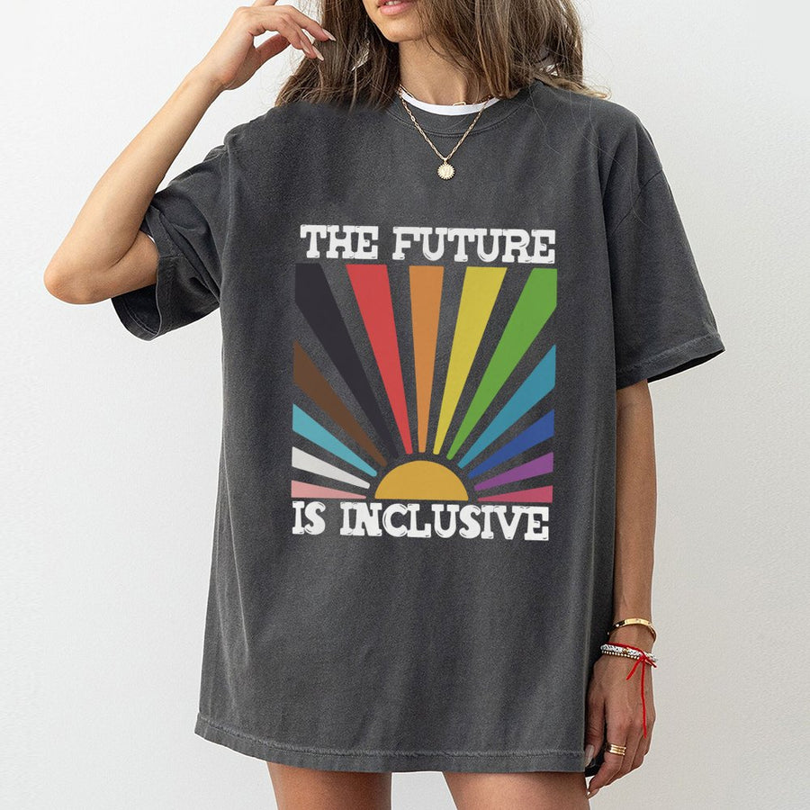 The Future Is Inclusive T-Shirt | Progress Pride Flag Design | Premium 100% Cotton Tee | LGBTQ+ Equality Gift for Activists