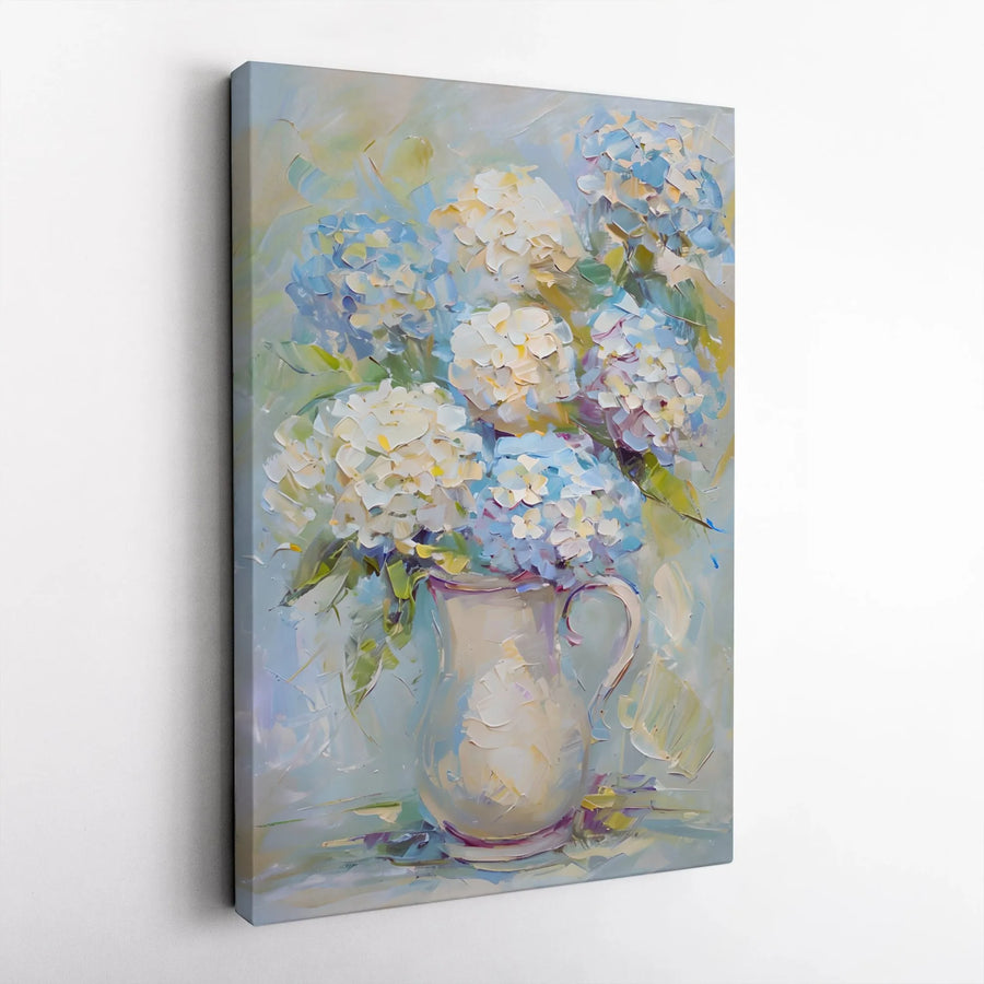 Hydrangea Canvas Wall Art | Textured Impressionist Floral Print | Premium Gallery Wrapped Canvas | Farmhouse & Cottage Decor Gift
