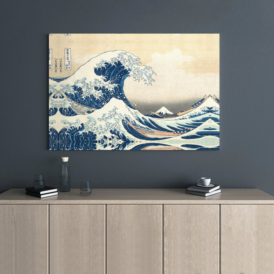 The Great Wave Off Kanagawa Canvas Wall Art | Hokusai Japanese Ukiyo-e Print | Gallery Wrap 1.25 Inch Wood Frame | Premium Living Room Office Decor Gift