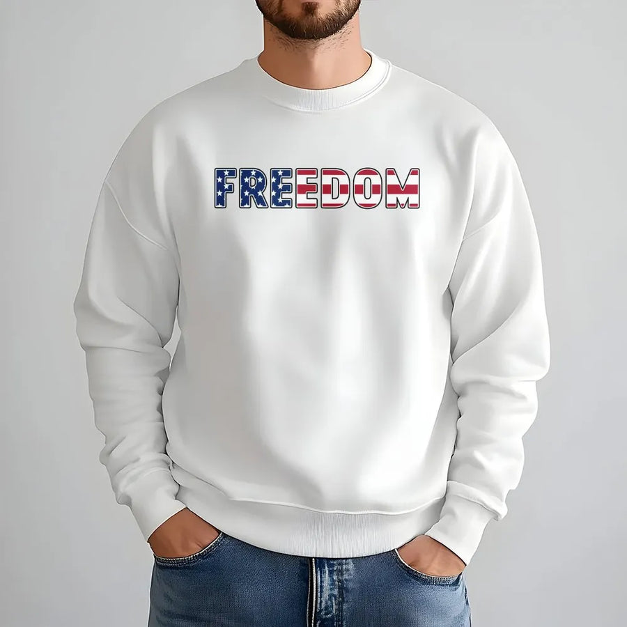 Freedom Sweatshirt | American Flag USA Graphic Tee | Premium Cotton | 4th of July Gift for Men and Women