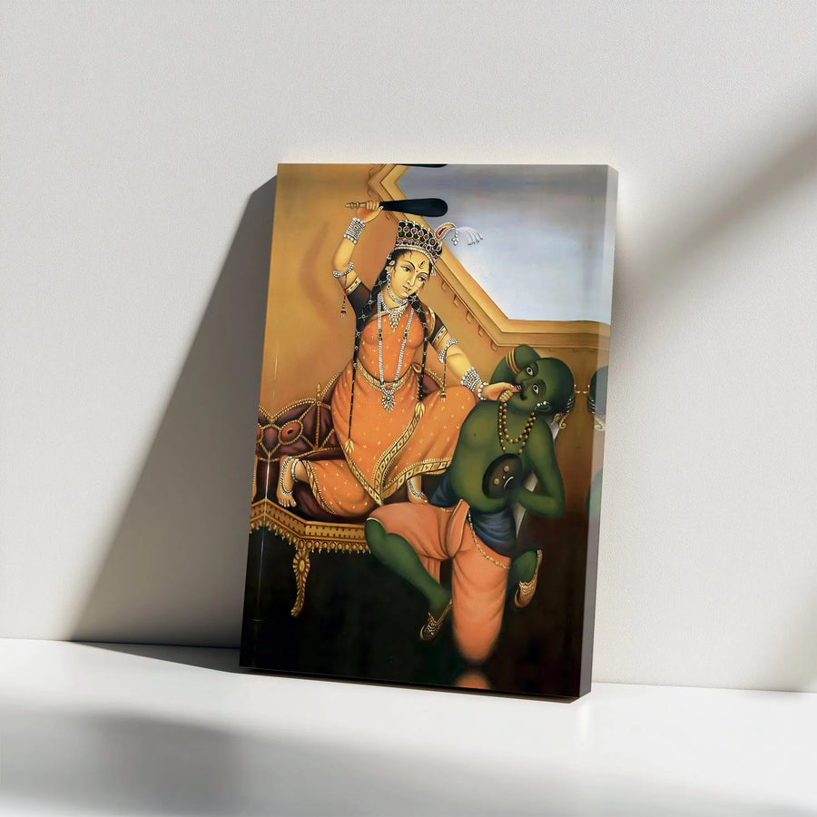 Hindu Goddess Canvas Wall Art | Traditional Indian Painting Print | Thick Gallery Wrapped Canvas | Spiritual Home Decor Gift