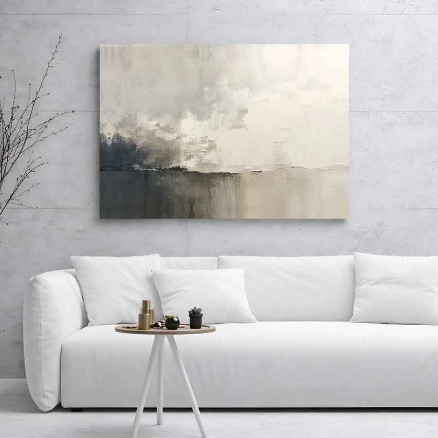 Minimalist Abstract Canvas Wall Art | Neutral Gray and Beige Modern Print | 1.25 Inch Gallery Wrap | Premium Home Decor for Office or Living Room