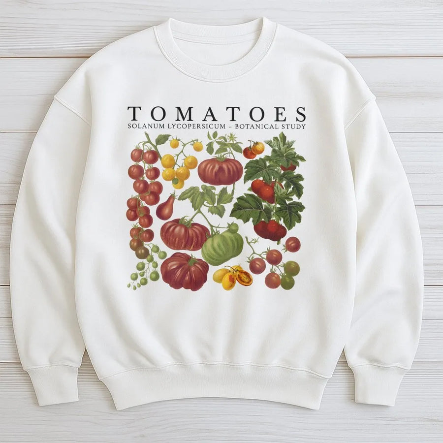 Tomato Botanical Sweatshirt | Vintage Garden Illustration Pullover | Soft Cotton Blend | Cottagecore Gardener Gift for Plant Lovers