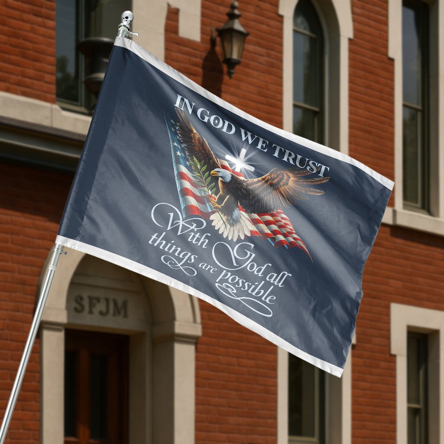 In God We Trust House Flag | Patriotic American Eagle Garden Decor | Premium UV-Resistant Polyester | Religious Gift for Home & Outdoor Garden