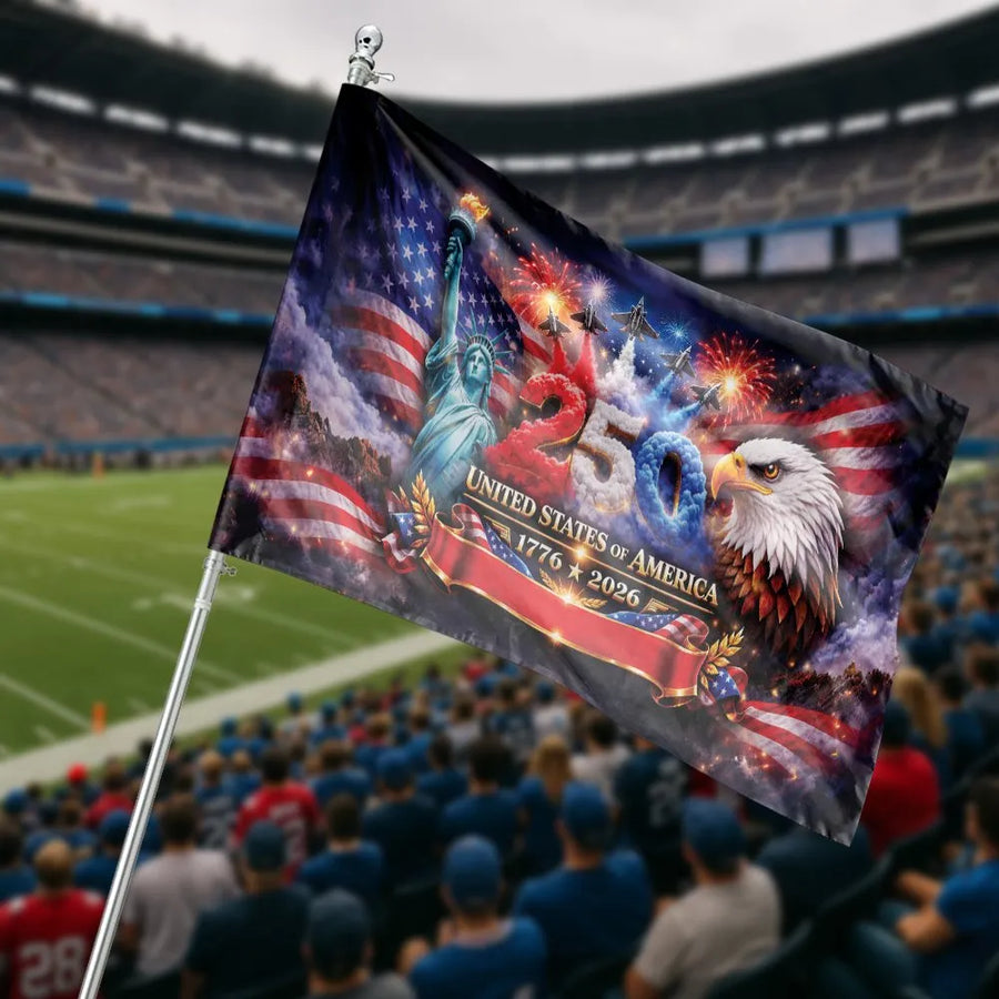USA 250th Anniversary House Flag | Patriotic Eagle & Liberty 1776-2026 Design | Double Sided Polyester | Commemorative Gift for Porch & Yard Decor