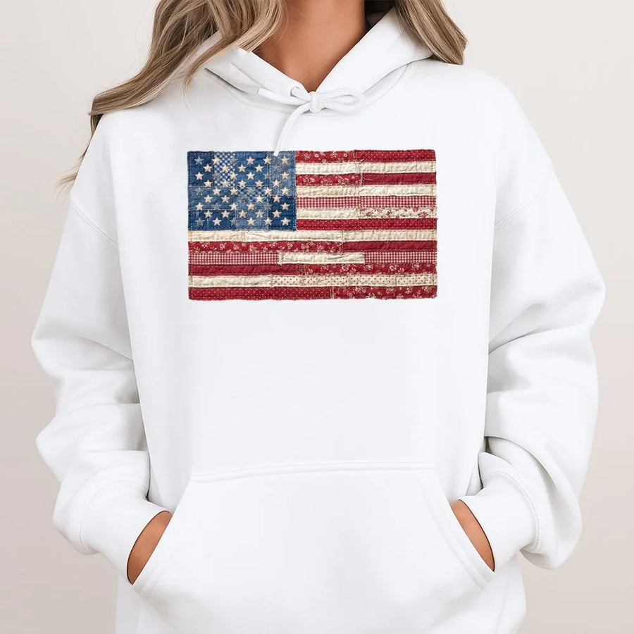 Retro 4th of July Shirt | Vintage Patchwork American Flag Tee | Premium Comfort Colors Cotton | Patriotic Independence Day Gift
