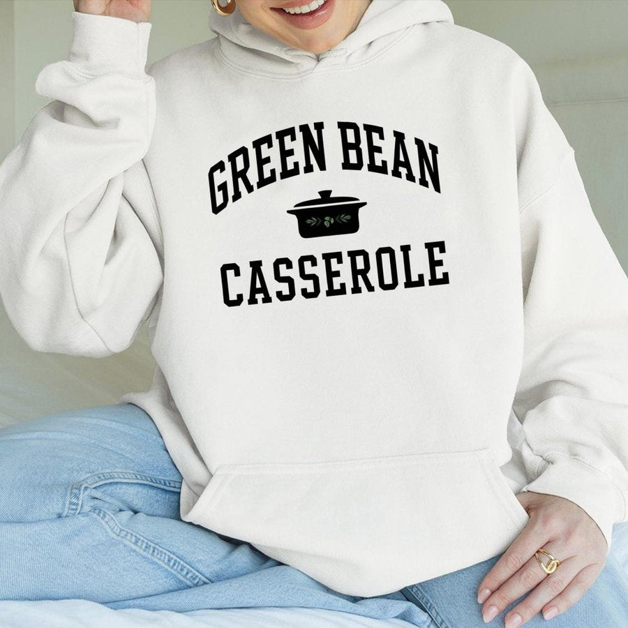 Green Bean Casserole Hoodie | Retro Thanksgiving Food Graphic | Premium Cotton Blend | Funny Holiday Gift for Foodies