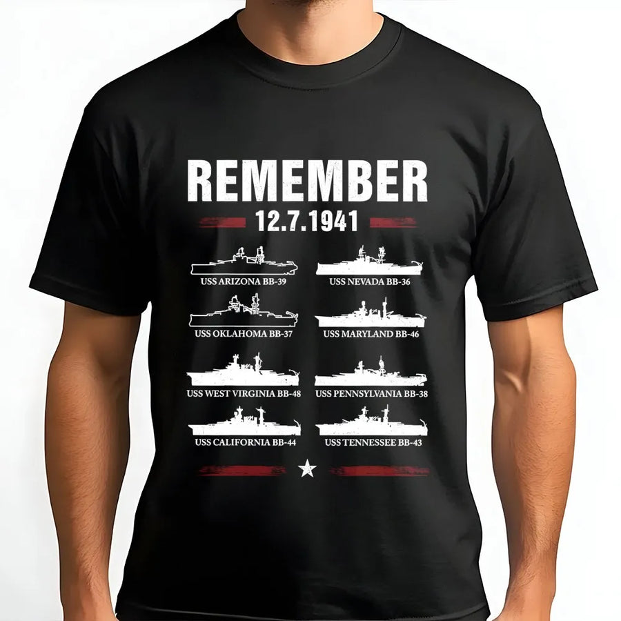 Pearl Harbor Remembrance T-Shirt | WWII Battleship Fleet Design | 100% Premium Cotton | Patriotic Historical Gift for Veterans and History Buffs