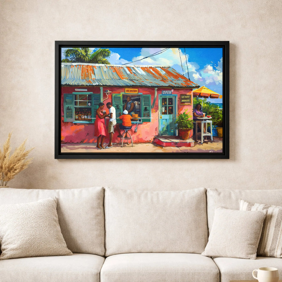 Caribbean Beach Bar Canvas Art | Tropical Island Scene Print | Premium Gallery-Wrapped Wall Decor | Coastal Home & Vacation House Gift