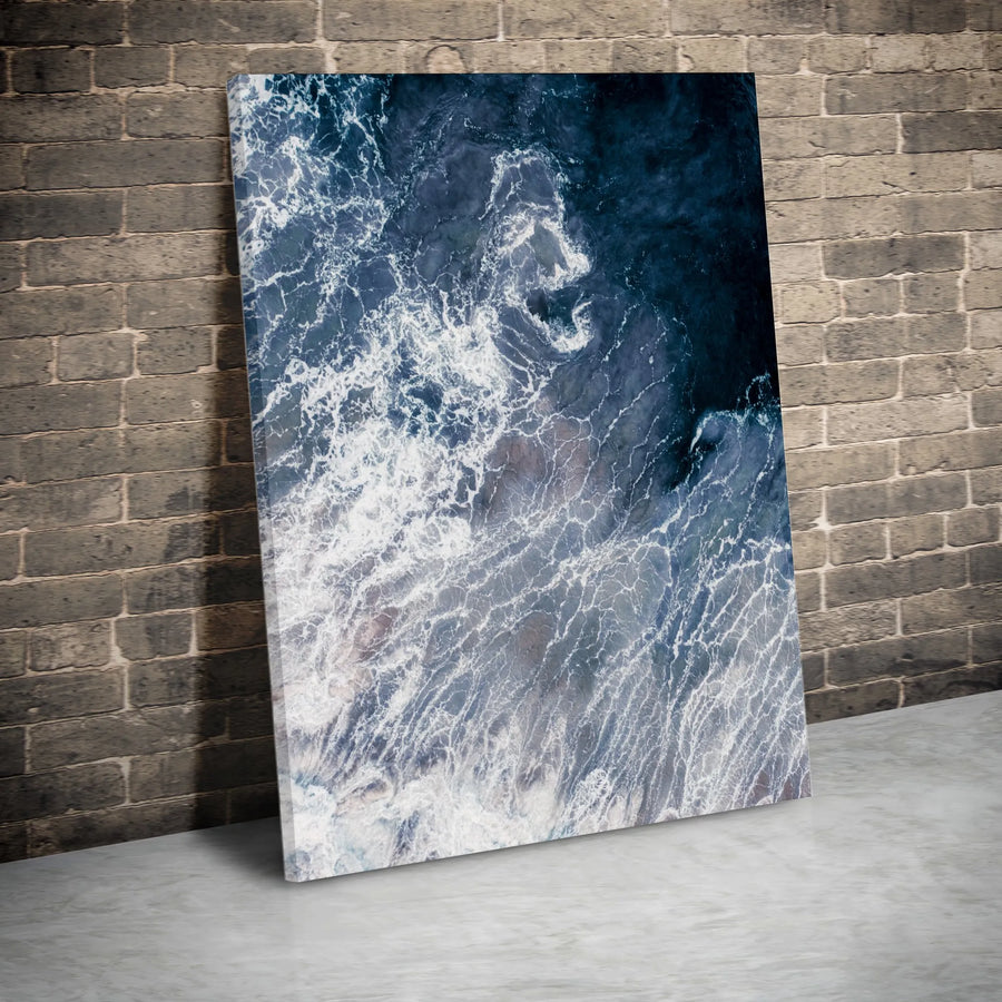 Abstract Ocean Canvas Wall Art | Deep Blue Sea Swirls Photography | Premium Frameless Canvas | Modern Coastal Home Decor Gift