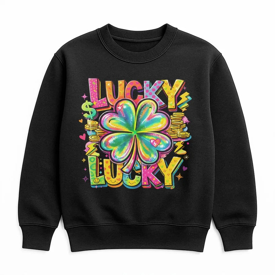 Lucky Shamrock Sweatshirt | Rainbow Clover St. Patricks Day Graphic | Premium Cotton Blend | Cute Irish Holiday Gift for Women and Men