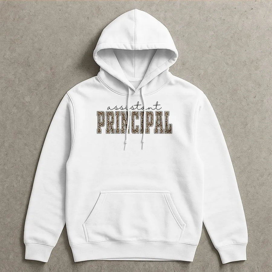 Assistant Principal Hoodie | Leopard Print Typography Design | Premium Cotton Blend | Back To School Gift For Educators And School Administrators