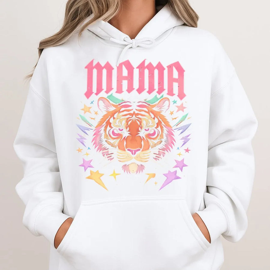 Mama Tiger Hoodie | Fierce Mom Graphic Print | Premium Cotton-Blend Fleece | Gift For Mom, Wild Motherhood Apparel