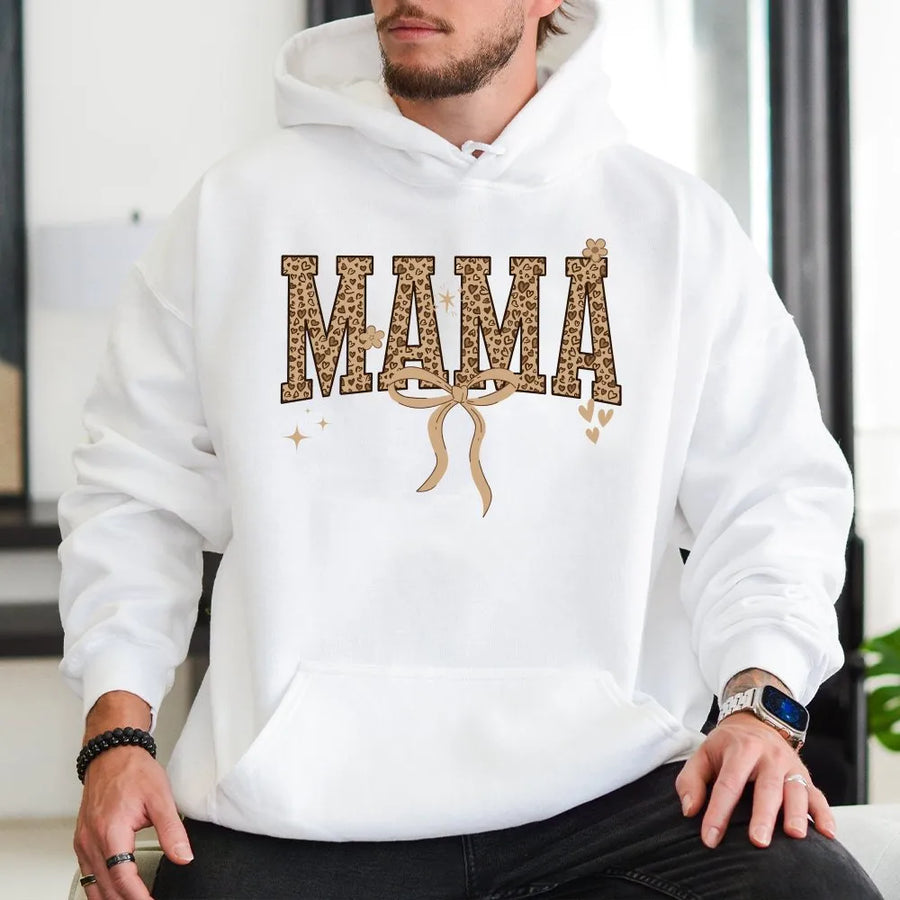 Leopard Heart Mama Hoodie | Retro Animal Print Graphic | Soft Cotton-Blend Premium Quality | Stylish Mother's Day Gift for Mom